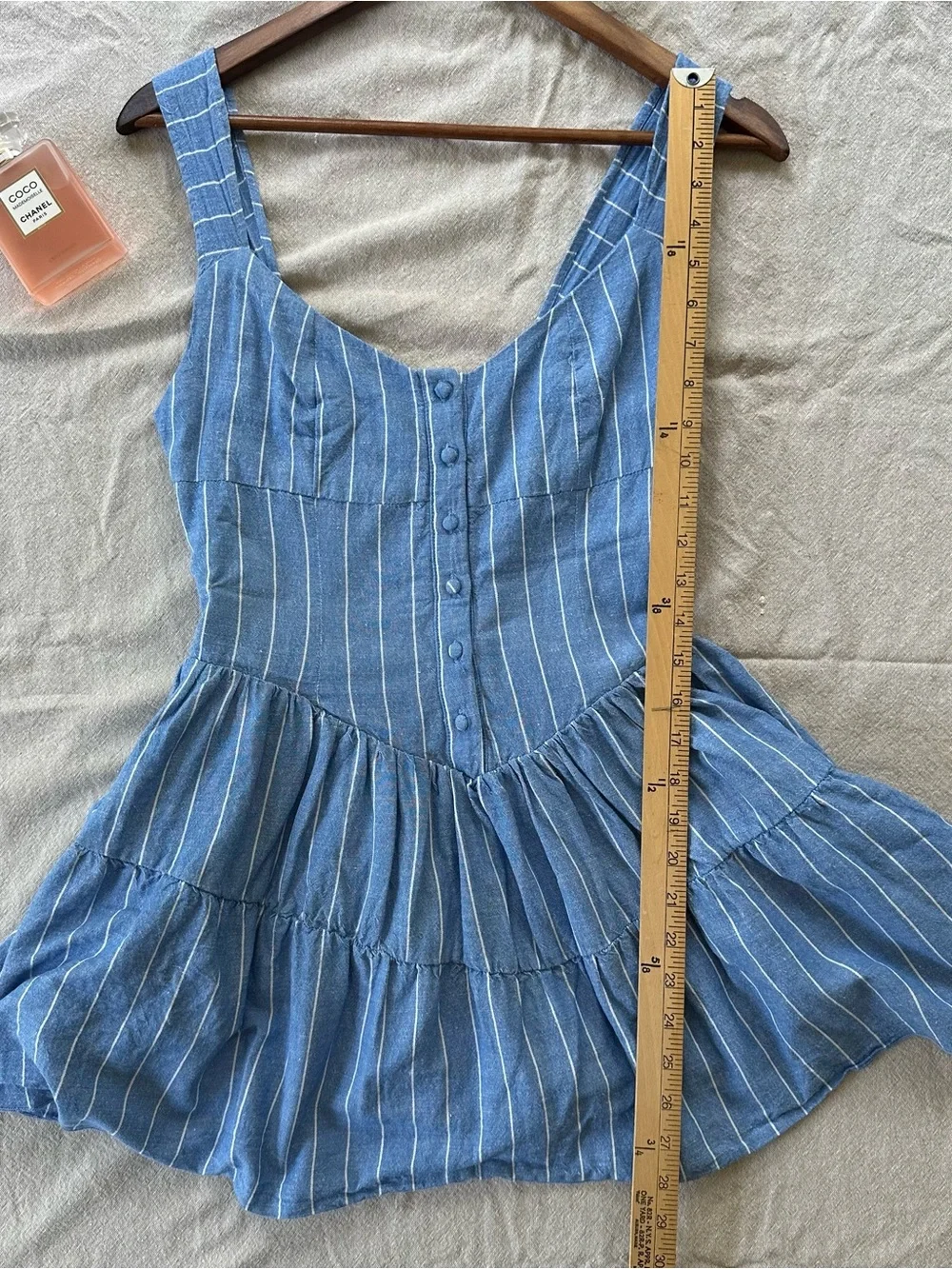 Stradivarius Corset Striped Mini Linen Cotton Blend Coastal Dress - Picture 8 of 13